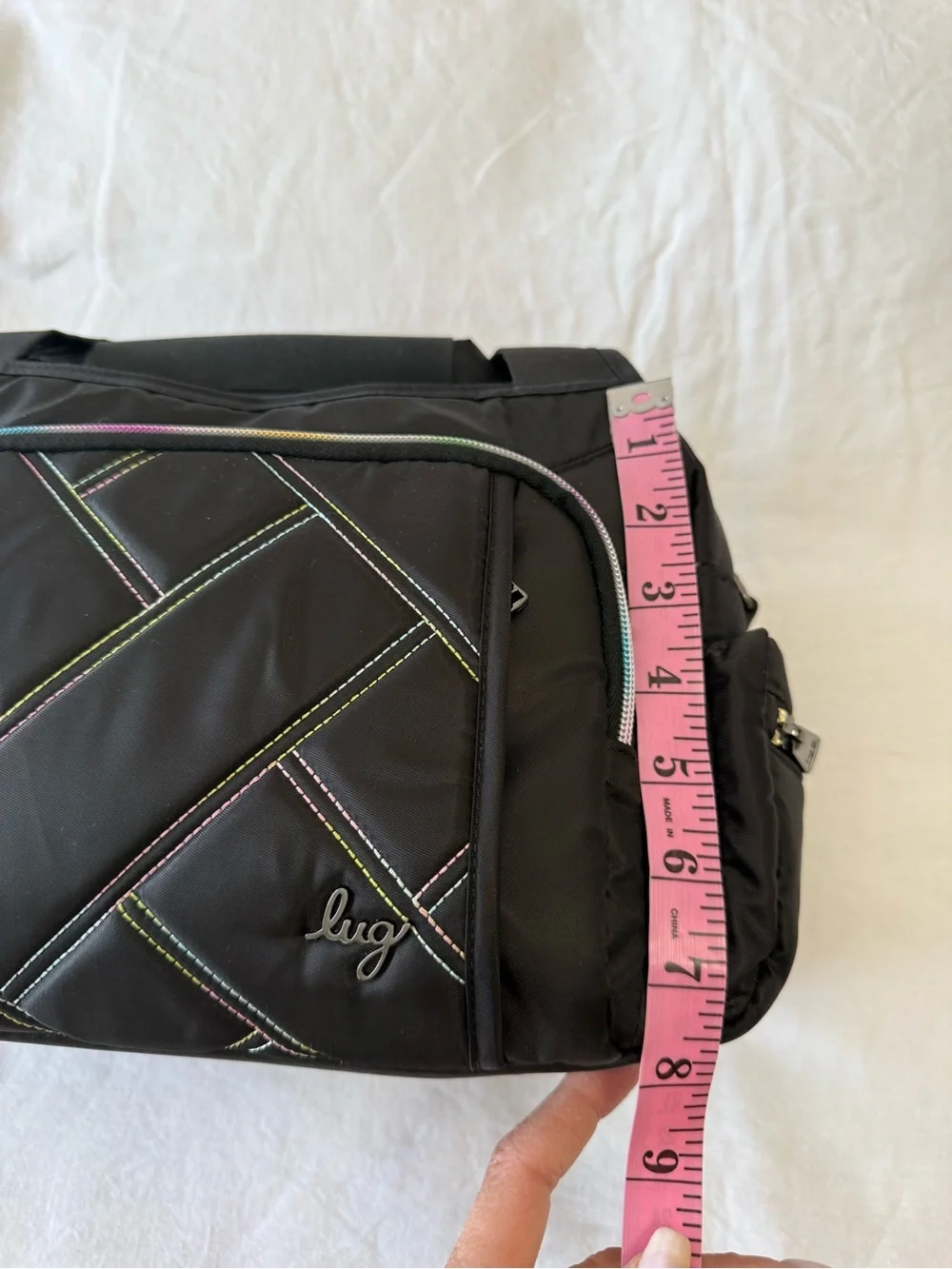 Lug | Rumble Black Satchel | Top Handle Only | Rainbow Stitching EUC - Picture 5 of 9